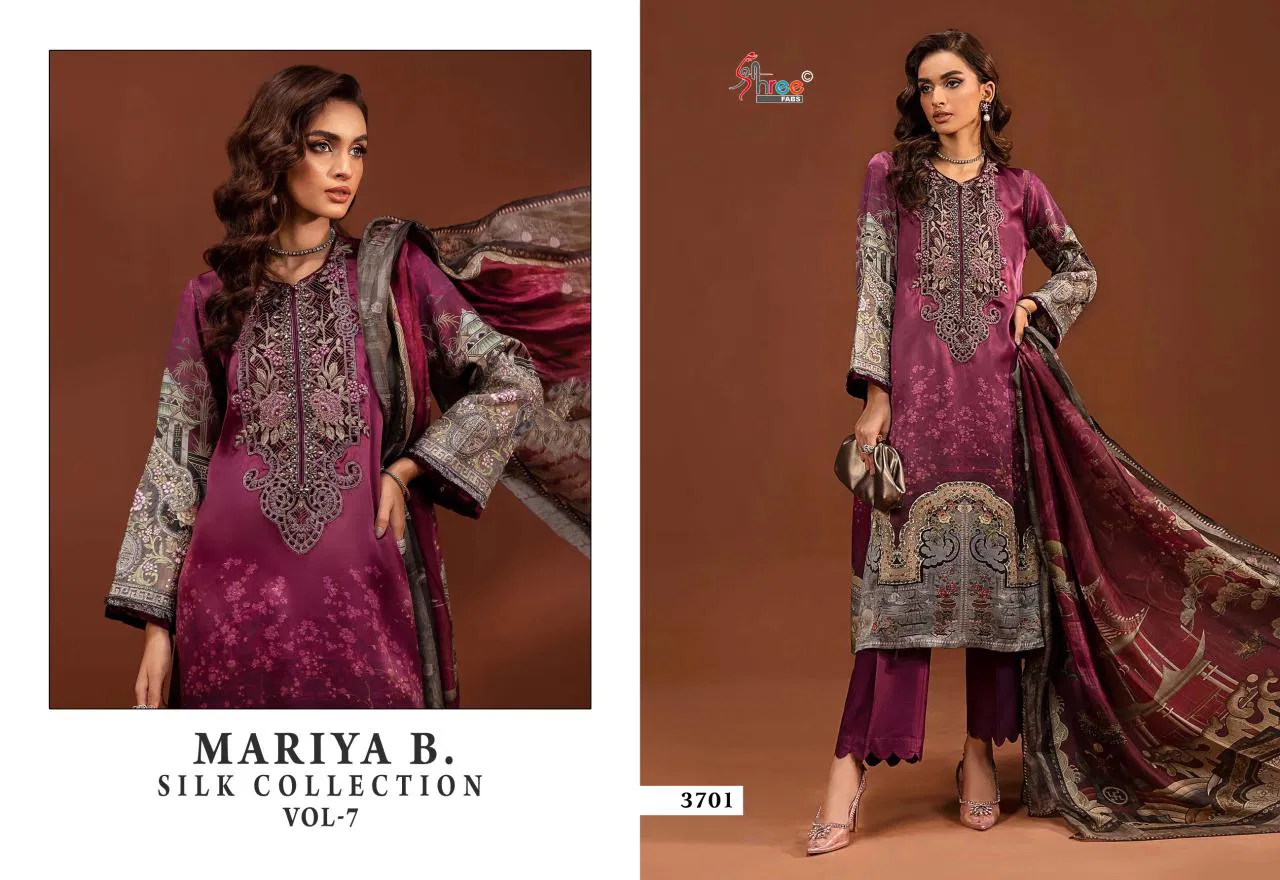 Maria B Silk Collection Vol 7 Japan Satin Printed Pakistani Suits Wholesale Shop In Surat